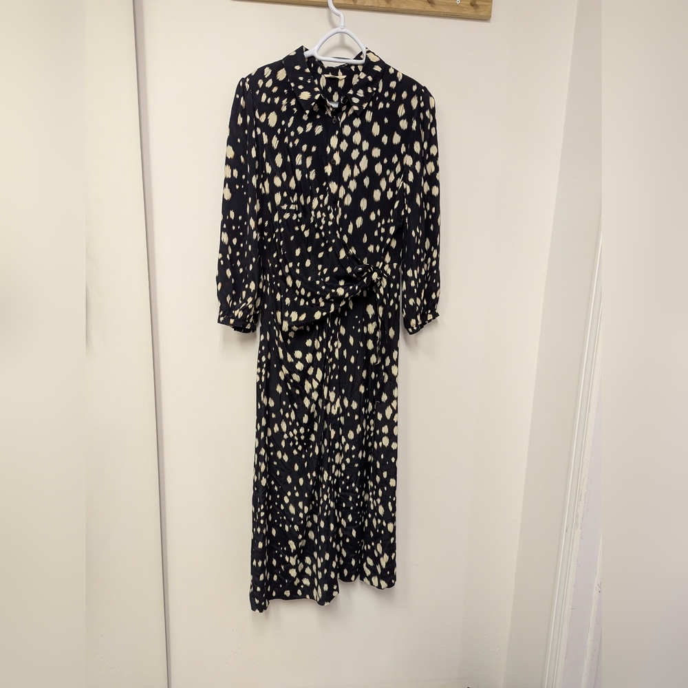 Elegant Long Sleeve Polka Dot Dress